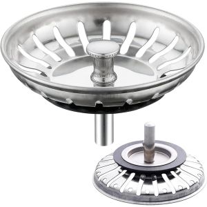 JGD-Bouchon Evier Cuisine, 82mm Cr&eacute;pine Universelle Acier Inoxydable, Bouchons D'&eacute;vier, Filtre Bouchon Evier, Filtre Cuisine Universel, pour Salle de Bain, Cuisin - Neuf