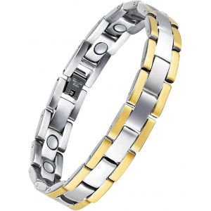 Bracelet Magnétique En Acier Titane De Drainage Lymphatique,Aimant Puissant Pour Hommes (3500 Gauss) Bracelet Magnétique Pour Femmes,Réglable Siz - Neuf