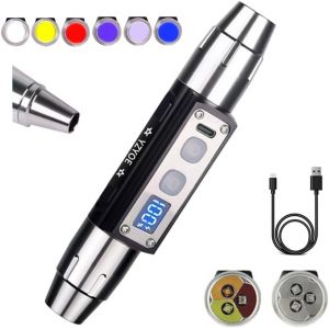 Lampe de poche de reconnaissance 6 LED en jade, lumière extérieure de détection de minéraux avec affichage de la quantité chargée, lumière blanche, lumière jaune, lumière rouge, lumière bleue, stylos - Neuf