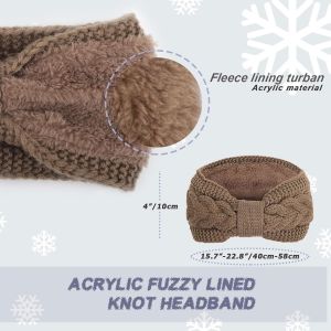 Tzf-Femmes Chaud Tricoté Bandeau Hiver Oreille Plus Chaud Crochet Tête Enveloppe Épais Polaire Doublure Cheveux Bandes Pour Femme - Neuf