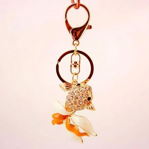 Porte-Cles A La Mode Avec Strass Brillants Et Pendentif En Forme De Poisson - Neuf