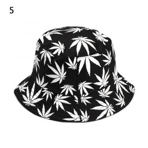 Chapeau Seau Panama Couleur Bonbon/Hip Hop Feuille D'érable Coton Pliable Mode D'été Soleil Casquette De Pêcheur À Dessus Plat Unisexe Casquettes D'extérieur #E - Neuf