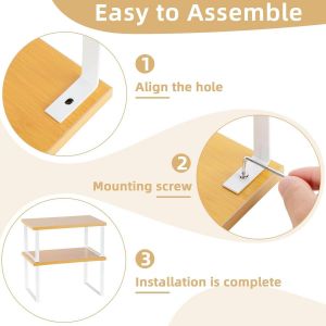 Lot De 4 Étagères De Rangement D'armoire/Étagères De Comptoir De Cuisine | Organiseur D'épices Pour Armoire Empilable Et Extensible En Bois D'ingénierie Métallique (Cob-4m&l) | Noir - Neuf