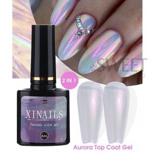 Vernis &Agrave; Ongles Gel Aurora, Couche De Finition, Perle Iris&eacute;e, Laque &Agrave; Tremper, Scellant, Effet Sir&egrave;ne, Uv Led, 8ml.Atc02. - Neuf