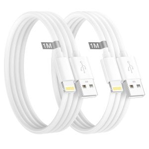 C&acirc;ble Iphone 1m 2pack[Certifi&eacute; A Pple Mfi], C&acirc;ble Chargeur Iphone Cable Lightning Usb Cordon iPhone Fil Chargeur Cable Charge Rapide Pour Iphone 14/13/12/11 Pro Max/Xs/X/8/7/6/5/Se/Ipad - Neuf