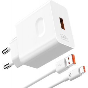 LORANKA-100W Supercharge Chargeur Rapide avec C&acirc;ble USB C 6A 1M pour Honor 400 200 Pro Pura 70 Ultra Chargeur Secteur pour Honor Magic7 Pro 7Lite 6Lite 6Pro X6b 200Lite Pad X8a - Neuf