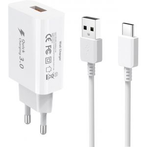 Chargeur Type C Secteur Rapide, Super Fast Charging C&acirc;ble pour Samsung Galaxy A12 5G A13 A14 A15, A05S, A34, A23, A53,A54, A33, S24, S23, S22, S21, S20, S10, S9, S8, Adaptateur 1.5m USB C Cordon - Neuf