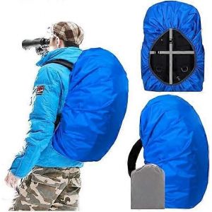 Housse De Pluie Pour Sac &Agrave; Dos Imperm&eacute;able (80l), Sangles &Agrave; Boucle Crois&eacute;e Antid&eacute;rapantes Am&eacute;lior&eacute;es, Couches Triples Renforc&eacute;es Pour La Randonn&eacute;e Camping Voyageant Bleu - Neuf