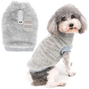 Kalanka-Pull-Overs En Polaire Pour Petits Chiens Manteau D'hiver Chaud Doux Et Pelucheux Avec Anneau En D Pour Harnais Et Laisse Chiot Chien/Chat Veste Vetement Pour Chihuahua Yorkshire Gris S - Neuf