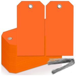 4 3/4 po X 2 3/8 po néon étiquettes d¿expédition avec fil blanc Étiquettes volantes robustes avec trous renforcés Étiquettes à bagages inscriptibles, C - Neuf
