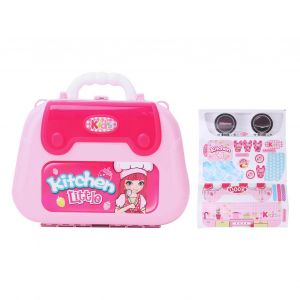 Ensemble de 27 jouets de cuisine pour enfants, simulation de fruits et legumes, ustensiles de cuisine, valise avec sangle - Neuf