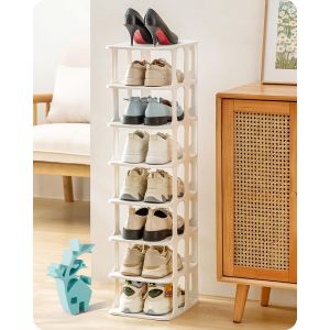 Kgabery-Organisateur Chaussures,Rangements Flexibles Pour Chaussures,Racks À Chaussures En Plastique D'une Capacité De 8 Paires Pour Penderies,Armoires,Entrées (Blanc) - Neuf