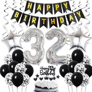 AYUHR-Décoration 35e anniversaire, déco anniversaire 35 ans hommes, déco 35e anniversaire homme, déco 35 ballon noir et argent, déco ballon fête 35e anniversaire, déco 35e anniversaire homme femme - Neuf