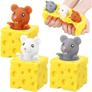 RVKAL-3 Pièces Tasse De Souris Au Fromage Jouet Anti Stress,Jouet De Souris Au Fromage,Jouets Pour Enfants,Jouets De Décompression,Toys Balle Anti Stress,Aide À Soulager Le Stress - Neuf