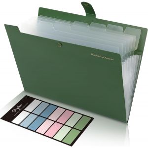 Trieur Document, Trieur 8 Compartiments A4, Dossier Rangement Documents Avec L'&eacute;tiquettes, Rangement Papier/Pochette Document Pour Bureau, Maison, &Eacute;cole(Vert clair) - Neuf