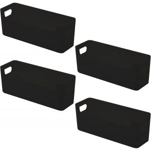 MEVRONISSHOP-Panier Rangement,4 Pi&egrave;ces Bac Rangement Plastique,Paniers et Bo&icirc;tes de Rangement &agrave; Port U pour Cosm&eacute;tiques, Papeterie, Chaussettes, Sous-v&ecirc;tements, C&acirc;bles de Donn&eacute;es(Noir, 25,5x8,5x 8cm) - Neuf