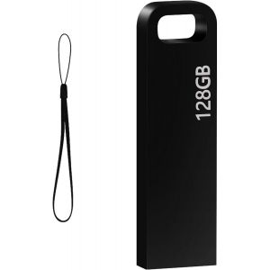 Cl&eacute; USB 128 Go M&eacute;tal Etanche Clef USB avec Cl&eacute;s USB 3.0 M&eacute;moire Stick Pen Drive pour Ordinateur Portable/PC (Noir) - Neuf