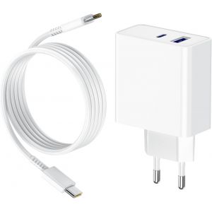 65W Chargeur Usb C Avec Gan Tech Pour Macbook Pro/Air, Samsung Galaxy, Huawei, Xiaomi, I-Pad Pro/Air, Iphone, Lenovo Hp Asus Acer Dell Ordinateur Portable, Chargeur Rapide 2 Ports Avec C&acirc;ble Usb C &Agrave; - Neuf