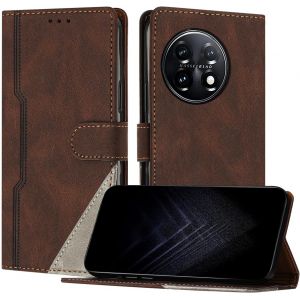 Kal-Étui Pour Oneplus 11 5g, Housse En Cuir Pu Avec [Protection Antichoc Tpu] [Fonction Support] [Porte-Cartes ] Antichoc Magnétique Coque Pour Oneplus 11 5g - Marron - Neuf