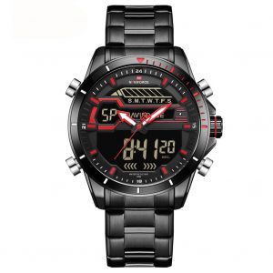 Montre-Bracelet A Quartz Etanche Pour Homme Naviforce (Boitier Noir Et Rouge) - Neuf