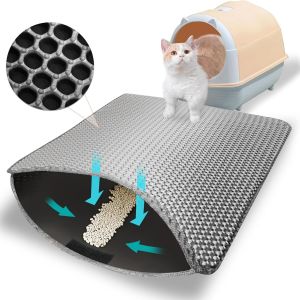 Shiliu-Tapis De Litière Pour Chat - Gris - Tapis Design Nid D'abeille - Imperméable - Double Couche - Design Nid D'abeille - Tapis [ - Neuf