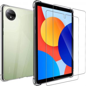 Coque pour Xiaomi Redmi Pad SE 4G 8.7 Pouces avec 2 Pi&egrave;ces Verre Tremp&eacute;, Anti-Rayures TPU Flexible Transparent avec Coin Renforc&eacute;, Antichoc &Eacute;tui de Protection Redmi Pad SE 4G - Neuf