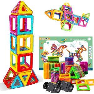 ERYI-Construction Magnétiques Enfants Jouet Jeu De Éducatifs Cadeau Pour Garçons Et Filles Jouets Magnétiques Plus Forts Blocs Dejeux D'Apprentissage De Construction Stem 3 Ans +(46 Pcs) - Neuf