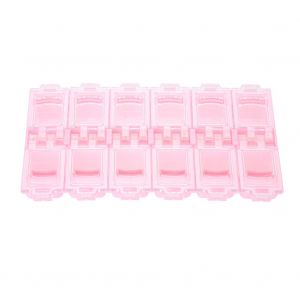 Boite De Rangement Transparente Reglable A 12 Emplacements Pour Bijoux (Rose) - Neuf