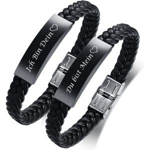 Kal-Bracelets D'amitié Pour Homme Et Femme - Bracelet En Cuir Réglable Pour Homme Et Femme - Cadeau Pour Anniversaire De Saint-Valentin - Bracelets Personnalisés Pour Couple Et Meilleur Ami, Métal Cu - Neuf