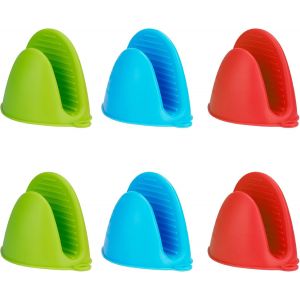 Gants de Four Mitaines en Silicone Mini Gants &eacute;pais en Silicone R&eacute;sistant &agrave; la Chaleur pour la Cuisine et Cuisson 3 Paires (3 Couleurs) - Neuf