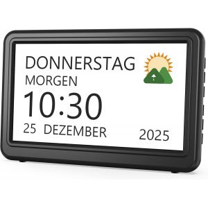 CMJAAGUR-Calendrier Numérique, Réveil Électronique, Date Du Jour, Horloge Numérique Avec 20 Rappels Personnalisés, 20 Réveils, 12 Thèmes, Gradateur De 10 Niveaux, 17,8 Cm, Horloge De Démence[M737] - Neuf