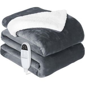 Couverture Chauffante, Plaid Chauffant 180 x 130 cm, 6 Niveaux de Chaleur, Minuterie de 10 Heures, Arr&ecirc;t Automatique, Couverture Chauffante Electrique pour Lit, Canap&eacute;, Lavable en Machine - Neuf