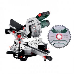 Pack scie &agrave; onglets radiale 1500W KGS 216 M + lame de scie 216x30 40WZ METABO - Neuf