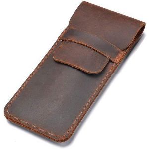 Porte - stylo en cuir Pochette pour stylos multi fontaine Cuir de cheval fou Housse de protection pour stylo Grand - marron - Neuf