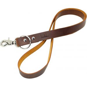 Cordon tour de cou en cuir de vache avec fermoir en métal pour porte-badge d'identité, clés, USB, téléphone portable, etc. (marron foncé B) - Neuf