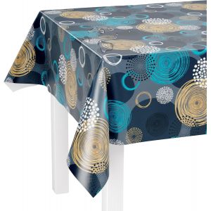 Sjzg-Nappe Lavable Au M&egrave;tre - 240 X 140 Cm (Bord Coup&eacute;) - Motif Tourbillon Bleu - Imperm&eacute;able - Id&eacute;ale Comme Nappe Ou Chemin De Table Pour Bancs De Bi&egrave;re - Neuf