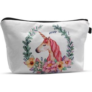 Trousse De Maquillage Avec Cheval Arc-En-Ciel, Trousse De Maquillage Classique, Sac De Voyage, Trousse De Beaut&eacute; Portable Pour Femmes - Neuf