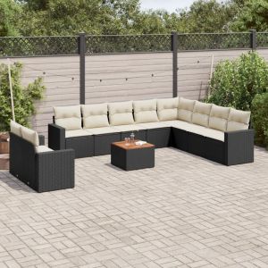 Prolenta Premium - Salon De Jardin 11 Pcs Avec Coussins Noir R&eacute;sine Tress&eacute;e - Neuf