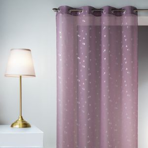 Voilage En Etamine &Agrave; Impressions Argent&eacute;es "Triangle - Neuf