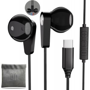 lbgwp60-Casque Usb C Avec Microphone Pour Samsung S24 Ultra A36 A55 Écouteurs Filaires Type C Avec Contrôle Du Volume Et Réduction Du Bruit Pour Iphone 15/16 Pro (Livrés Avec Un Sac De Transport) - Neuf
