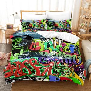 Parure De Lit Hippie Graffiti, Housse De Couette Style Hip-Hop, King Size, Queen Size, Pour Enfants, Garcon S Et Jeunes, Housse De Couette, Art De Rue Moderne - Neuf