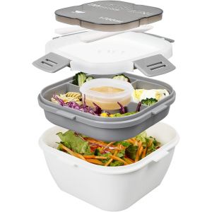 To Go Récipient À Salade Avec Bol À Salade De 2l, Grande Boîte À Déjeuner Bento Avec Couvercle, Sans Bpa, Passe Au Micro-Ondes Et Au Lave-Vaisselle - Neuf