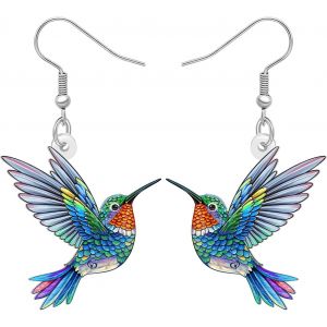 Kal-Boucles D'oreilles Pendantes En Acrylique Mignon Nature Inspiré Colibri Léger Printemps Été Élégant Oiseaux Amoureux Bijoux Cadeau Pour Femmes Filles Anniversaire Fête Décor - Neuf