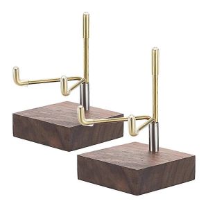 2pcs Petit Présentoir Bras Métalliques Réglables Et Base En Bois - Neuf