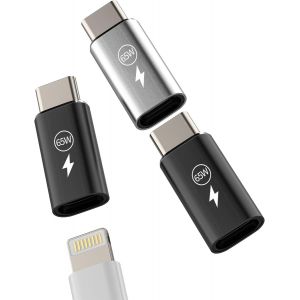 Thef-65w Rapide Chargeur Adaptateur Lightning Femelle Vers Usb C Mâle (Lot De 3)Pour Iphone 16 15 Pro Max Type C Connecteur Pour Ipad Câble Pd Prise Pour Apple Charge Connecteur Voiture Accessoire Ad - Neuf
