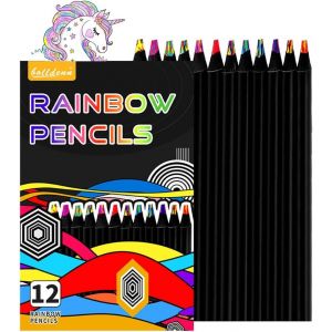 Eryi-Crayons De Couleur Pour Enfants, 12 Couleurs Arc-En-Ciel, Pour La Rentrée Des Classes, Crayons De Couleur Pour Enfants, Pour Le Dessin, Kit De Bricolage, Cadeaux Pour Filles De 4 À 12 Ans - Neuf