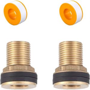Lot de 2 raccords de citerne de 1"" multifonction avec joints en caoutchouc-Passe-r&eacute;servoir en laiton-Pour robinets,tonneaux d'eau et r&eacute;servoirs d'eau - Neuf