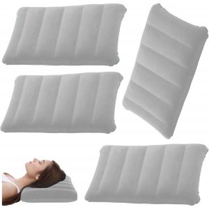 KALANKA-4 Pi&egrave;ces Coussins de Camping gonflables,Coussin de Nuque, de Plage, Flocage, Coussin de Voyage Confortable, pour Le Bureau,l'ext&eacute;rieur,la randonn&eacute;e,Les Vacances &agrave; la Plage, Le Camping (Gris) - Neuf