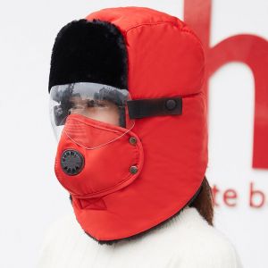 (Rouge¿Russe Fausse Fourrure D'hiver Imperméable À L'eau Un Bonnet Avec Des Battements D'oreille Des Femmes/Des Hommes - Neuf