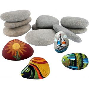 Meimie-30 Pièces Galets A Pein E,5 À 8 Cm,Pierres Plates À Pein E,Diy Peintes Rocher,Galets Lisses,Galets Naturels,Pour Artisanat,Peinture,Art Créatif - Neuf